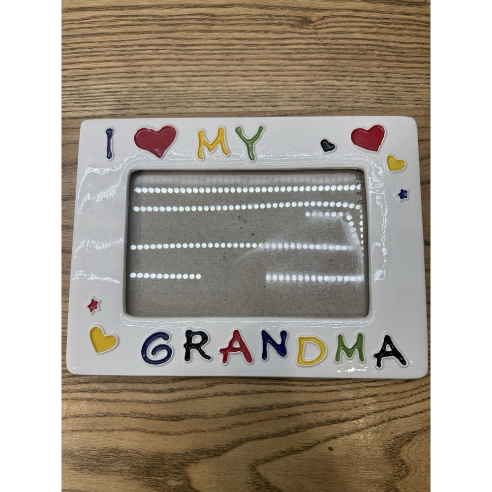 I Love My Grandma Ceramic Picture Frame 4x6‎ Colorful Hearts Gift Grandmother